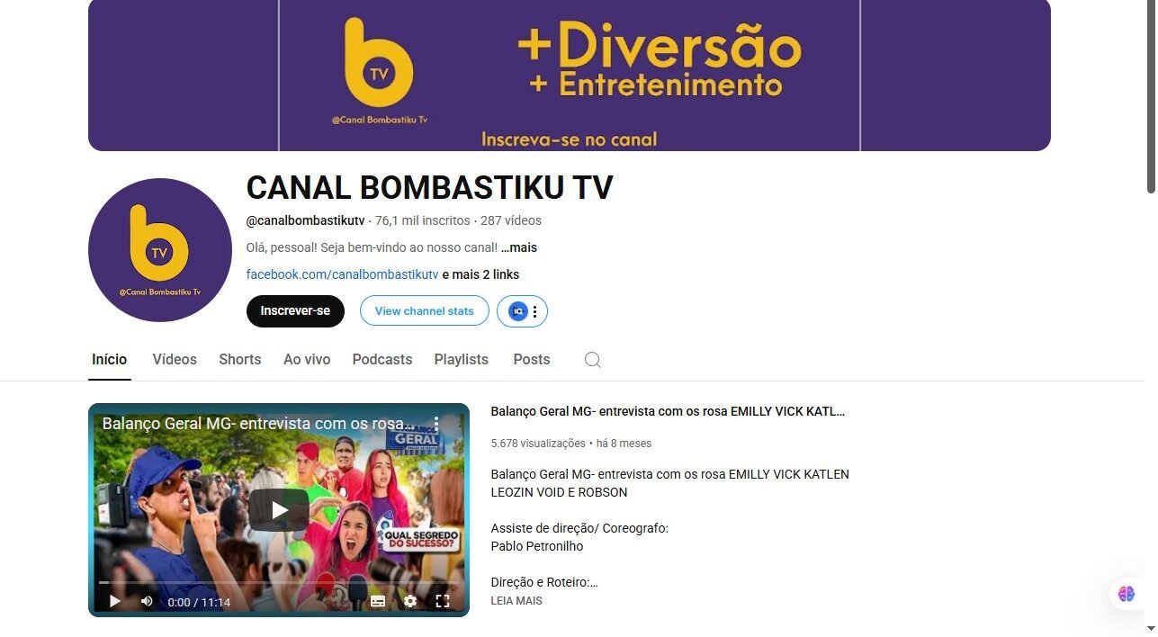 Canal não monetizado do Youtube com 74k Inscritos