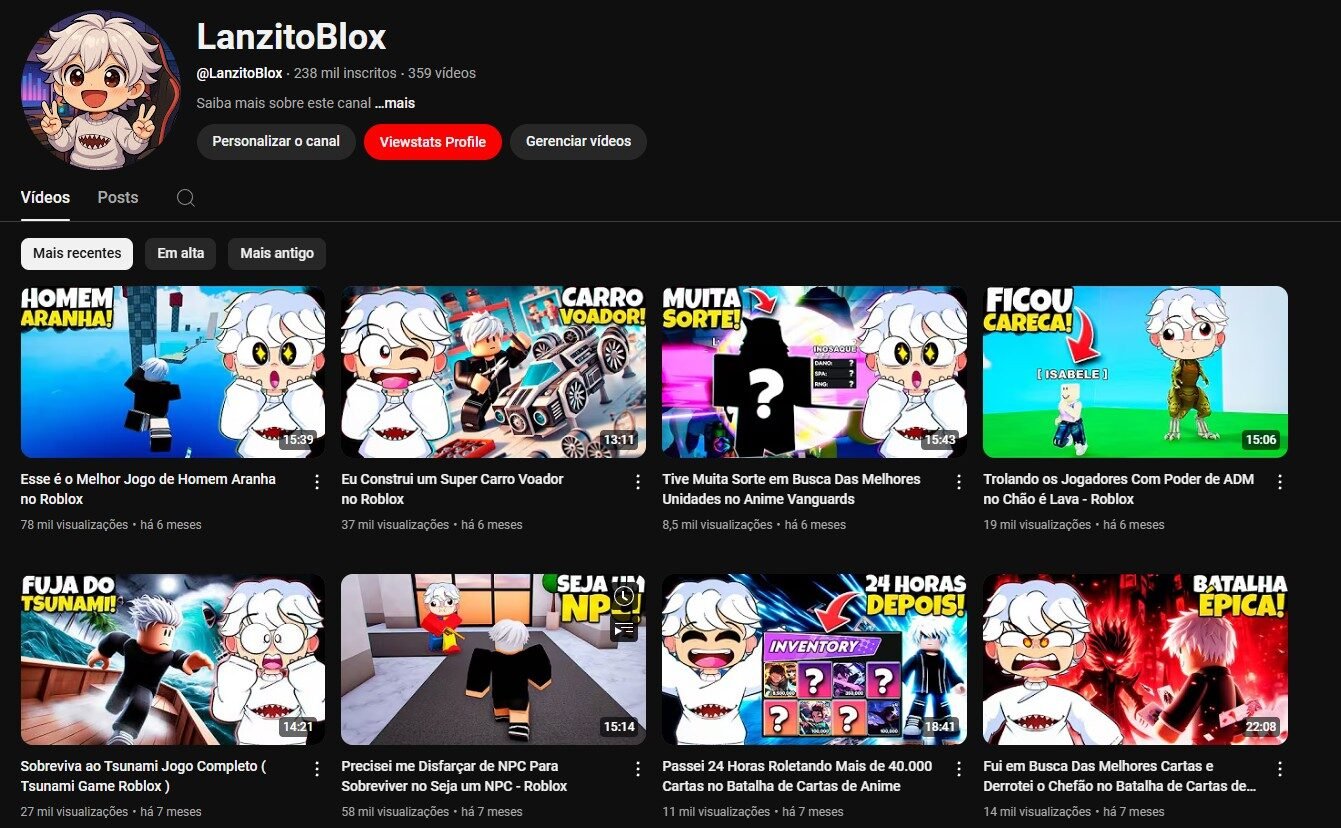 Canal Monetizado com 238 Mil Inscritos | Roblox Games