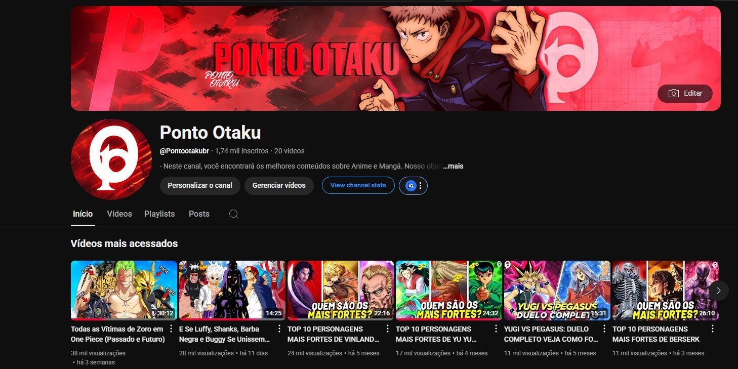 CANAL ESTILO ” EI NERD ” MONETIZADO DE ANIME / GEEK COM MIL INSCRITOS