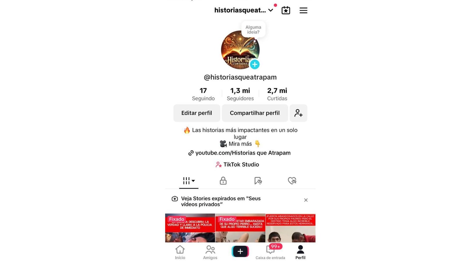 Conta Tiktok Monetizada com 1 Milhão e 300 Mil Seguidores