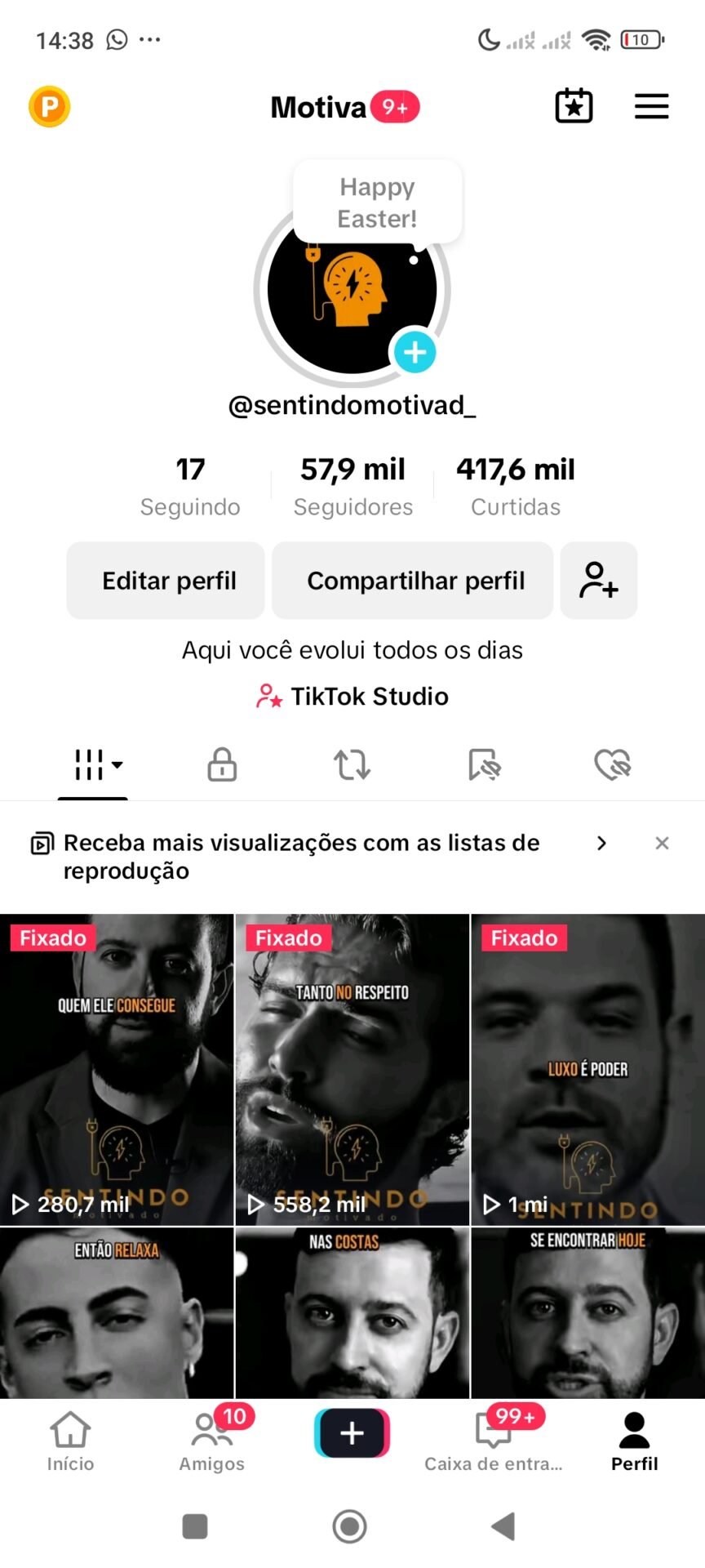 Conta tiktok 58k de motivação e reflexão