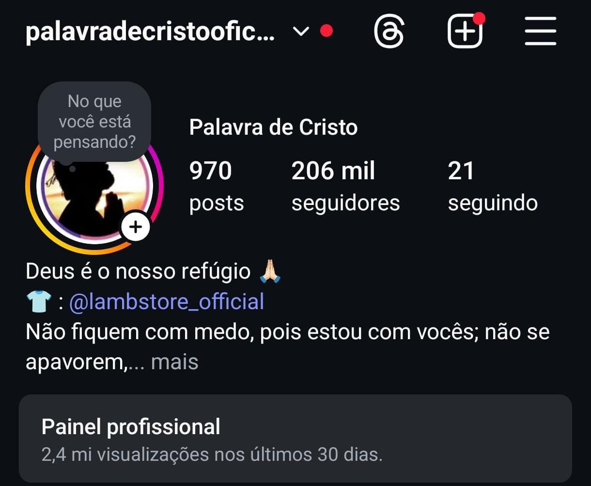 Conta Instagram Nicho Religião/Cristão 206K
