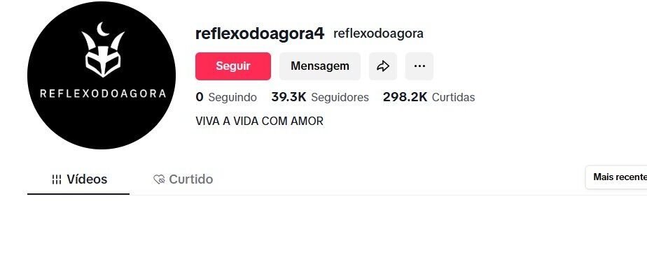 PERFIL TiktoK MOTIVACIONAL: Reflexo do agora 38,7K Seguidores