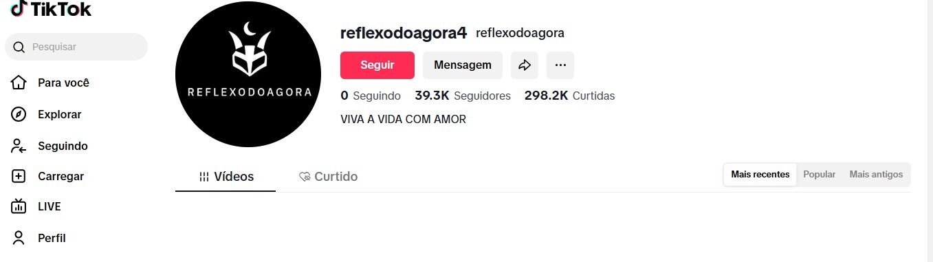 PERFIL TiktoK MOTIVACIONAL: Reflexo do agora 38,7K Seguidores