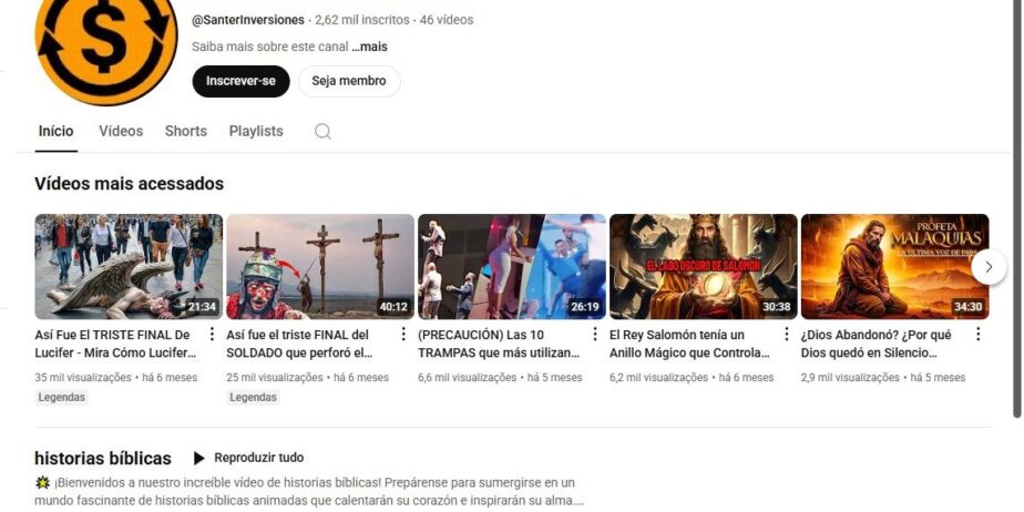 Canal Dark Espanhol Nicho Espiritualidade Cpm Alto Monetizado 2.62K • 46 videos