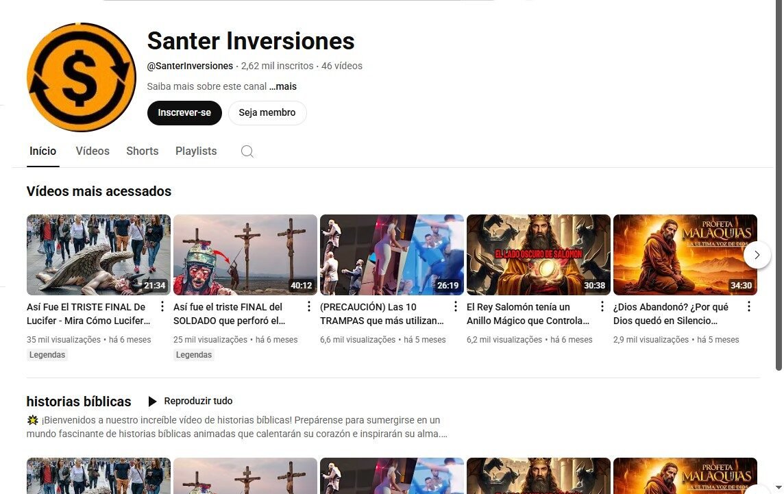 Canal Dark Espanhol Nicho Espiritualidade Cpm Alto Monetizado 2.62K • 46 videos