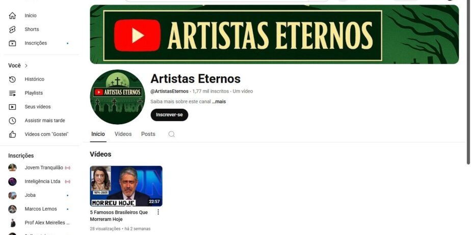 Canal do youtube 1,77k – Monetizado sem strike