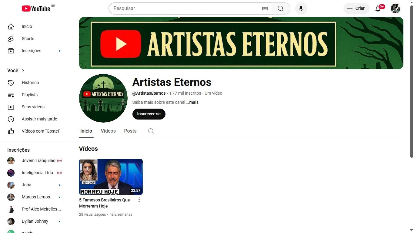 Canal do youtube 1,77k – Monetizado sem strike