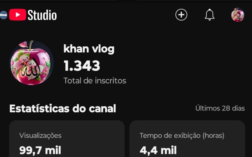 Canal monetizado 1,3k inscritos 4400 horas assistidas