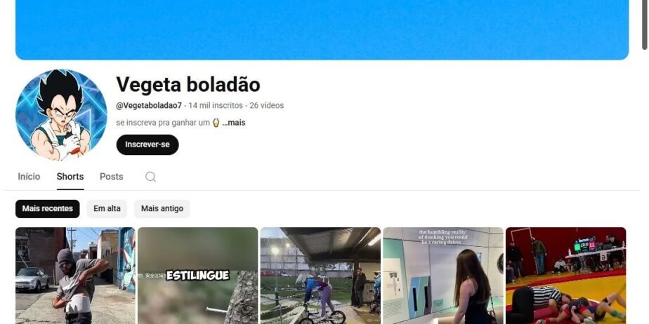 Canal Vegeta Boladão 14k de inscritos