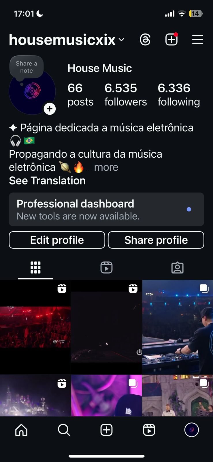 Página no instagram com 6500 seguidores