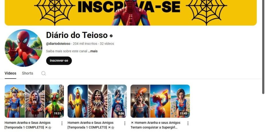 CANAL DO HOMEM-ARANHA MONETIZADO E VERIFICADO | +200 MIL INSCRITOS | PRONTO PRA ESCALAR