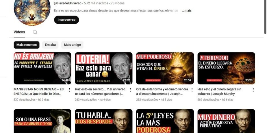 CANAL MONETIZADO DE ESPIRITUALIDADE E LEI DA ATRAÇÃO | 5.700+ INSCRITOS | CONTEÚDO EM ESPANHOL