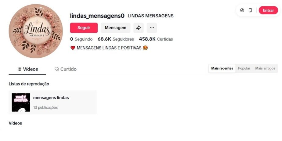CONTA DE TIKTOK À VENDA | 68,6 MIL SEGUIDORES