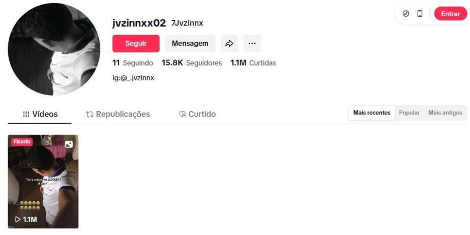 CONTA DE TIKTOK À VENDA COM 15 MIL SEGUIDORES