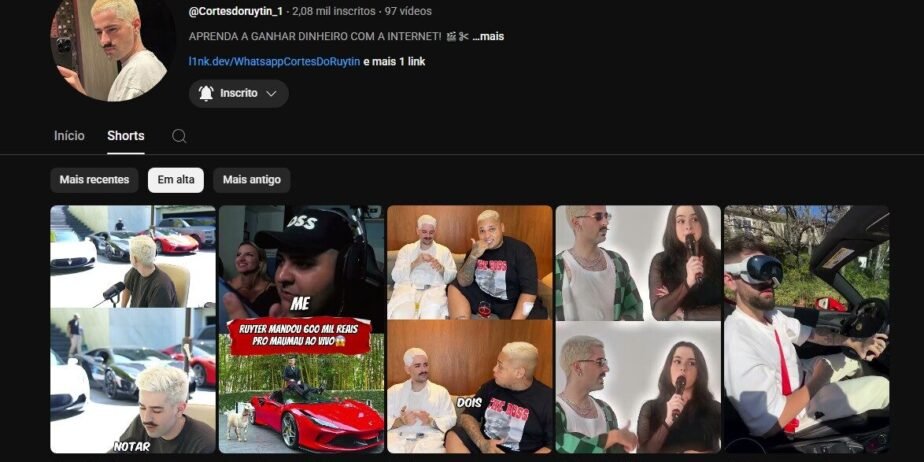 CANAL DE CORTES DO RUYTER | 2 MIL INSCRITOS | NÃO MONETIZAD