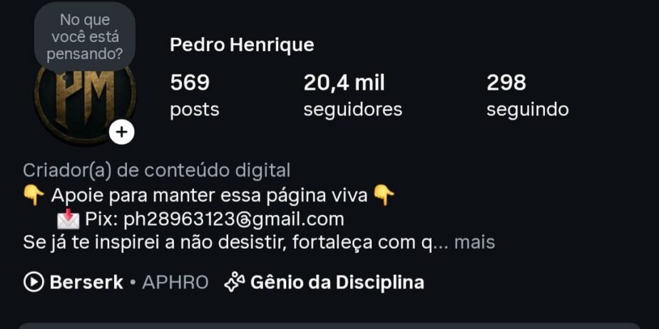 Conta Insta 20K nicho motivacional ativa
