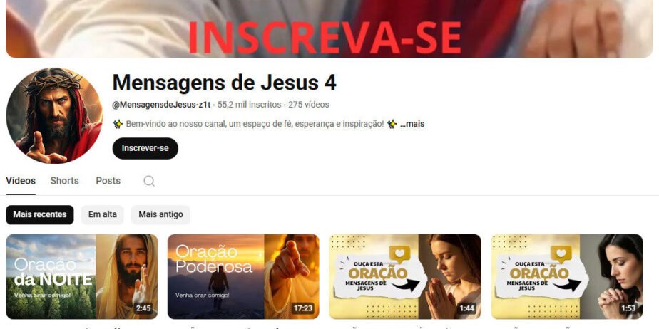 CANAL DE ORAÇÃO À VENDA COM 55 MIL INSCRITOS