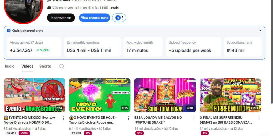 Canal de Games à venda – 522 mil inscritos Engajados