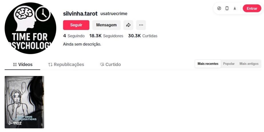 CONTA DO TIKTOK À VENDA COM 18,3 MIL SEGUIDORES