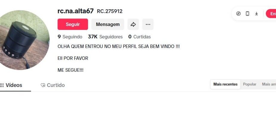CONTA DO TIKTOK À VENDA COM 37 MIL SEGUIDORES
