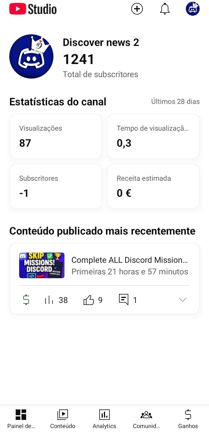Canal monetizado 1232 inscritos
