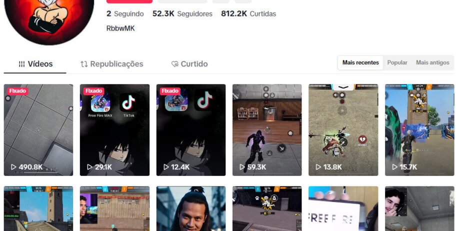 Conta de TikTok à venda 52 mil seguidores