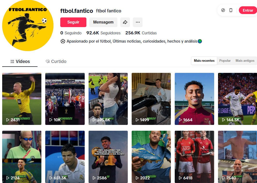 Conta de TikTok à venda 92 mil seguidores