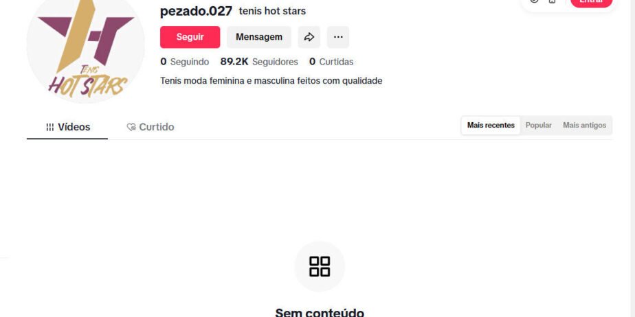 CONTA DE TIKTOK À VENDA COM 89 MIL SEGUIDORES