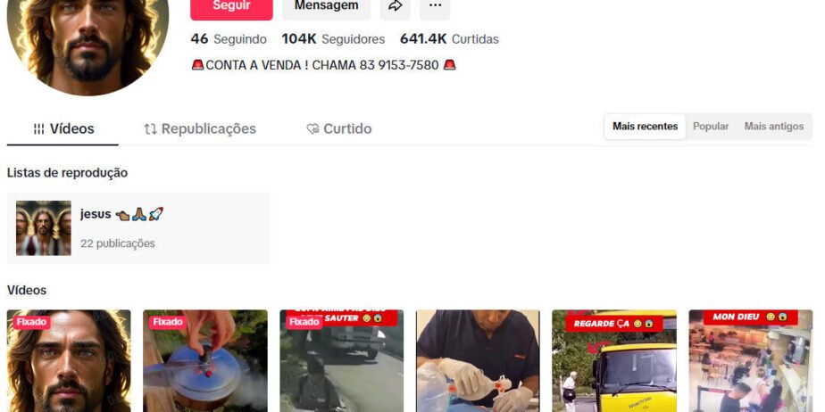 CONTA DO TIKTOK À VENDA COM 104 MIL SEGUIDORES