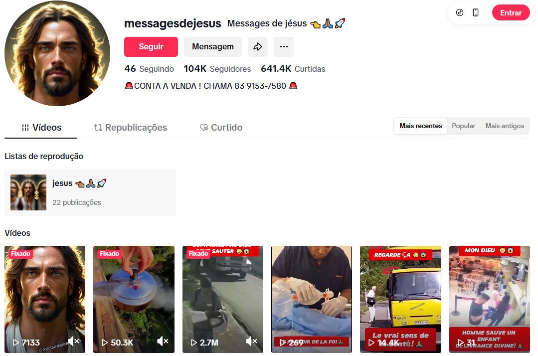 CONTA DO TIKTOK À VENDA COM 104 MIL SEGUIDORES