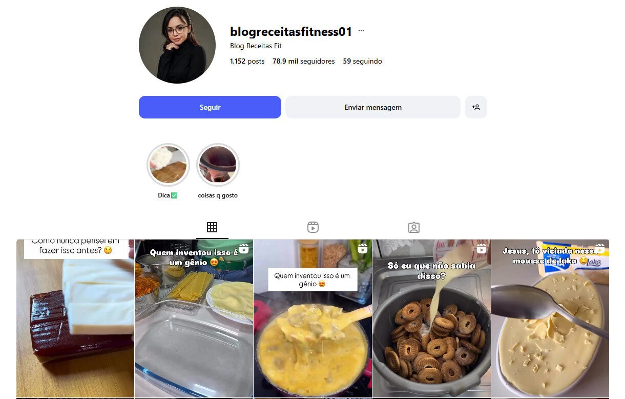 Instagram de Receitas Fitness Fáceis e Gostosas 79 mil Seguidores