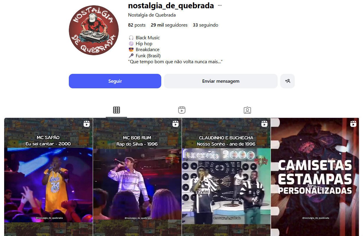 Instagram Dose de Funk, Hip Hop & Nostalgia 29K de segudores