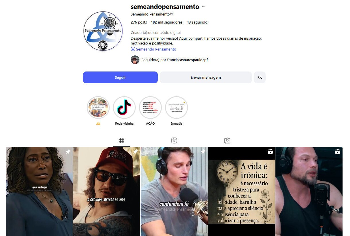 Instagram de Insights para o Autoconhecimento 180 mil seguidores