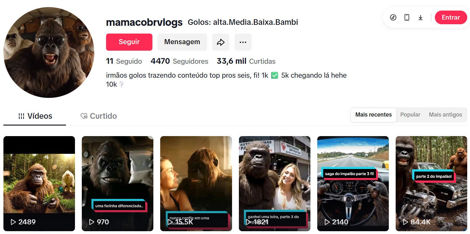 Tik tok Gorilas em Situações Inesperadas Criados por IA.