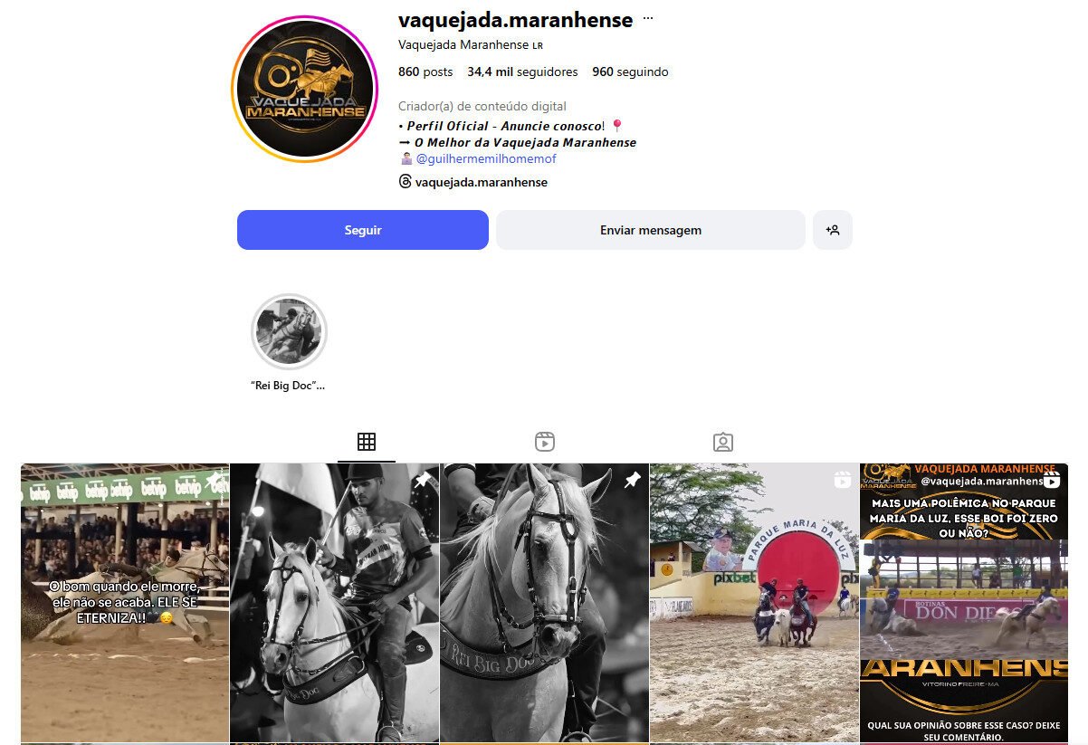 Instagram O Melhor da Vaquejada Maranhense + 30mil Seguidores