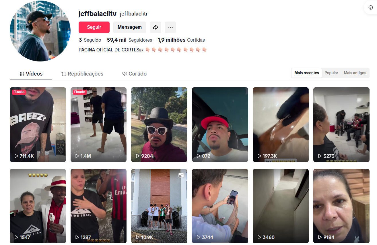 Conta Tiktok Cortes e Humor 59 mil seguidores