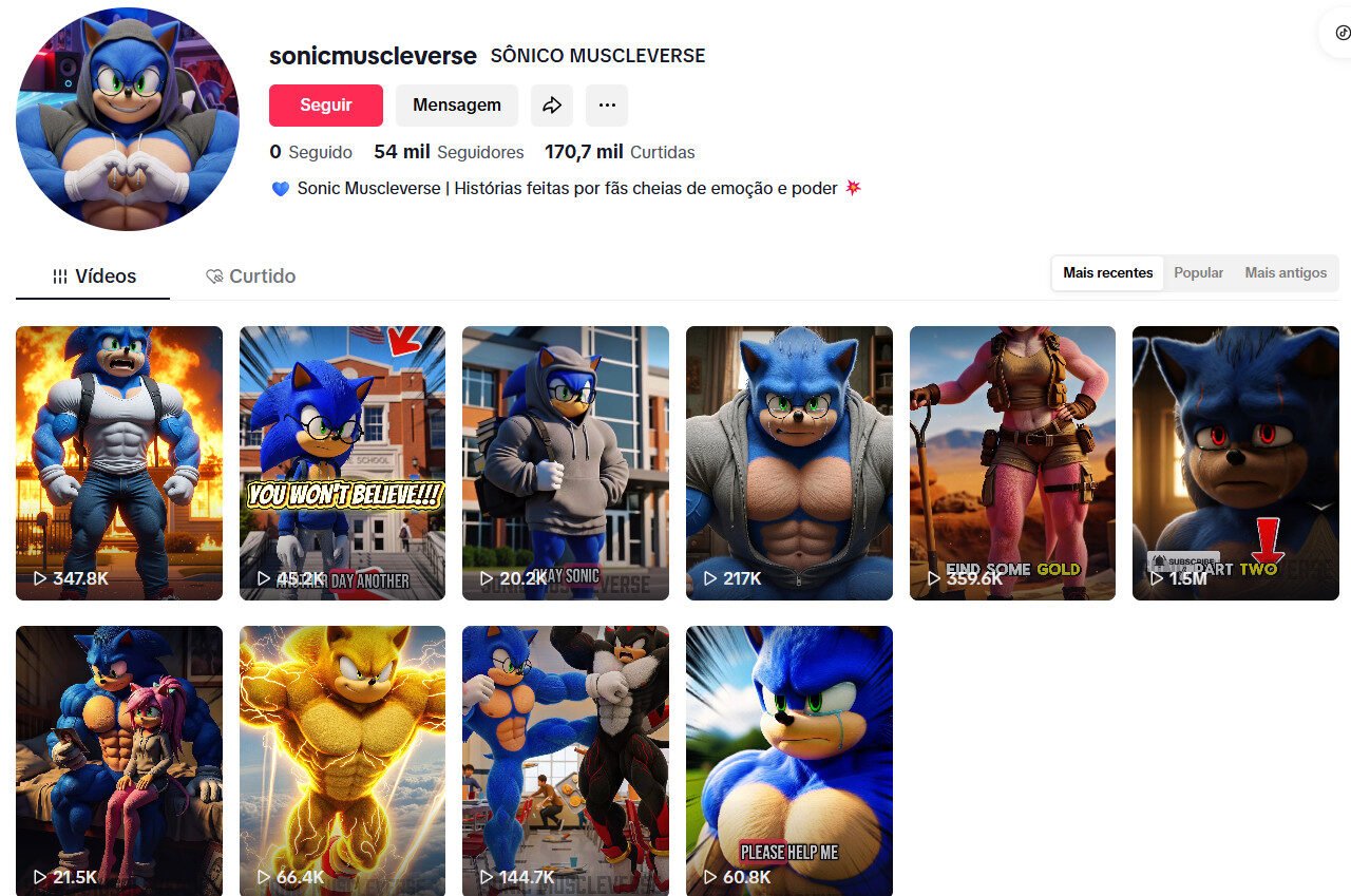 Tiktok de hitórias feitas por fãs de Sonic 54 mil seguidores