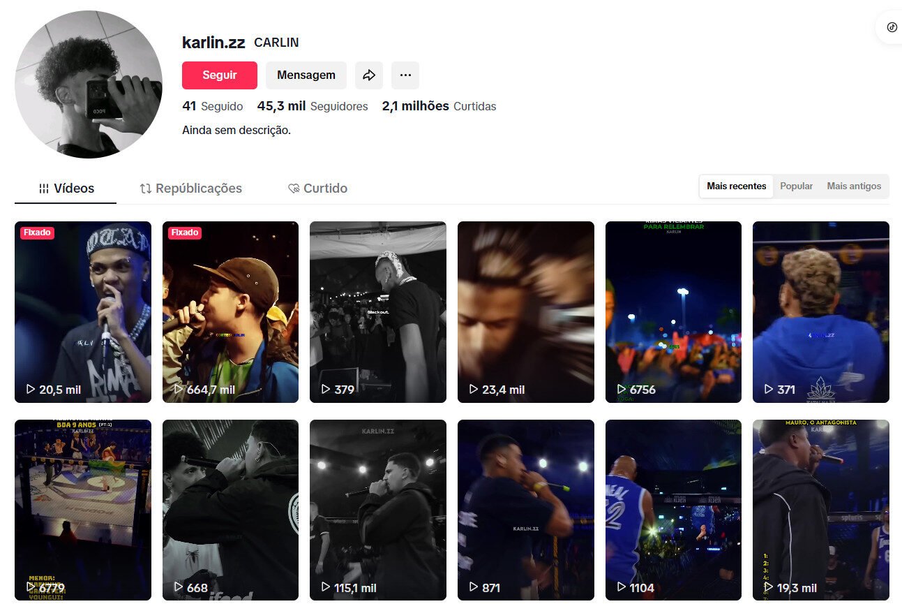 Tik tok Rimas e Raps Tiktok 45 mil seguidores
