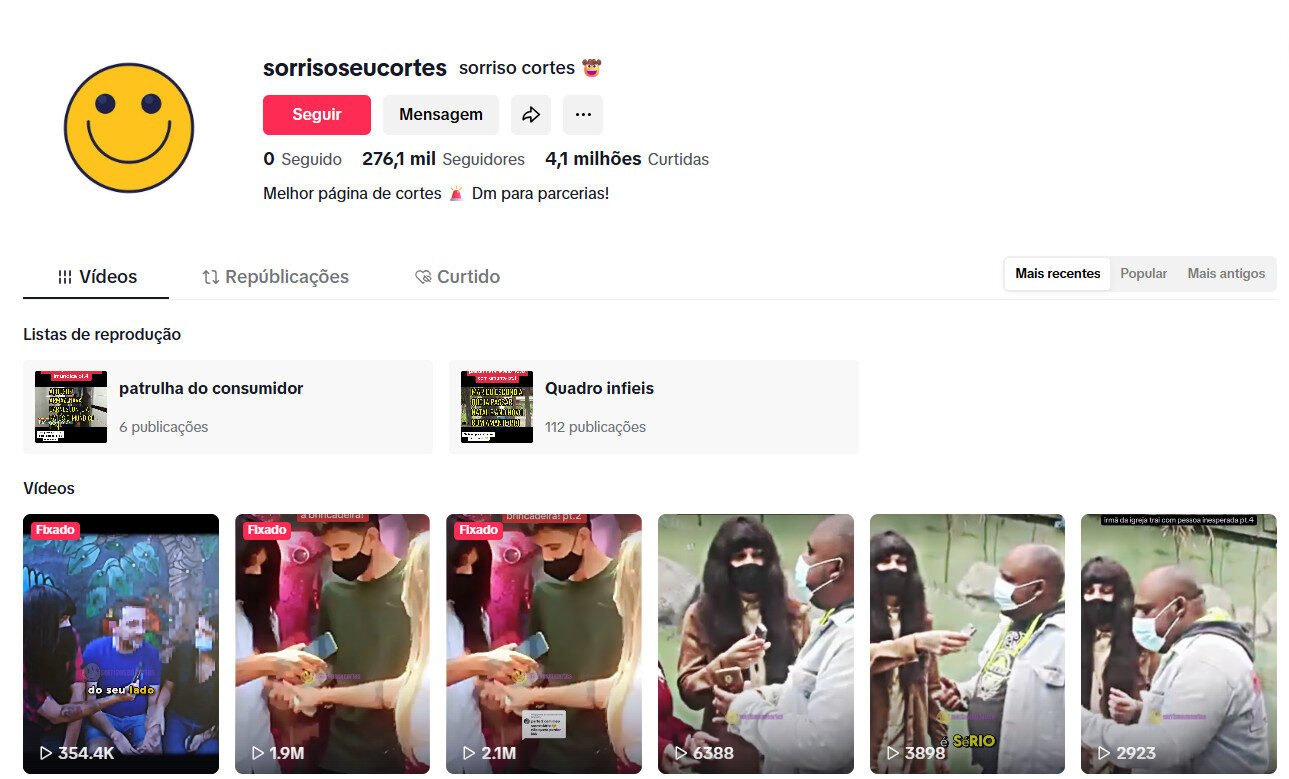 Tiktok melhores cortes para sorrir 276 mil seguidores