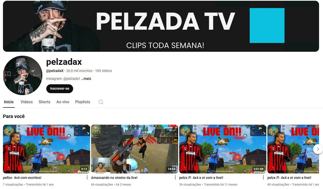 Youtube cortes das melhores jogadas de Free Fire 26 mil inscritos