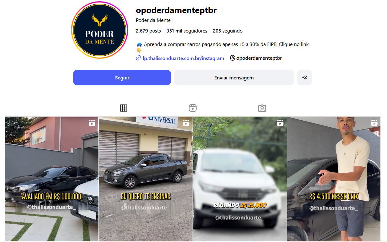 Vendo conta no Instagram 351 mil seguidores O poder da mente