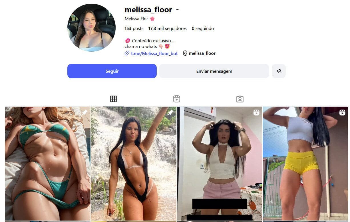 Instagram 17 mil seguidores Melissa Flor – conteúdos exclusivos