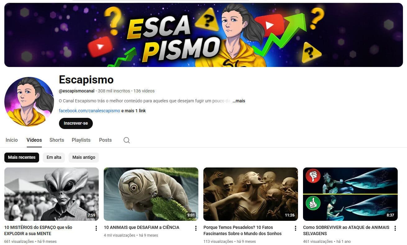 Canal youtube com 308 mil inscritos – fatos interessantes e desconhecidos sobre o mundo e seus mistérios