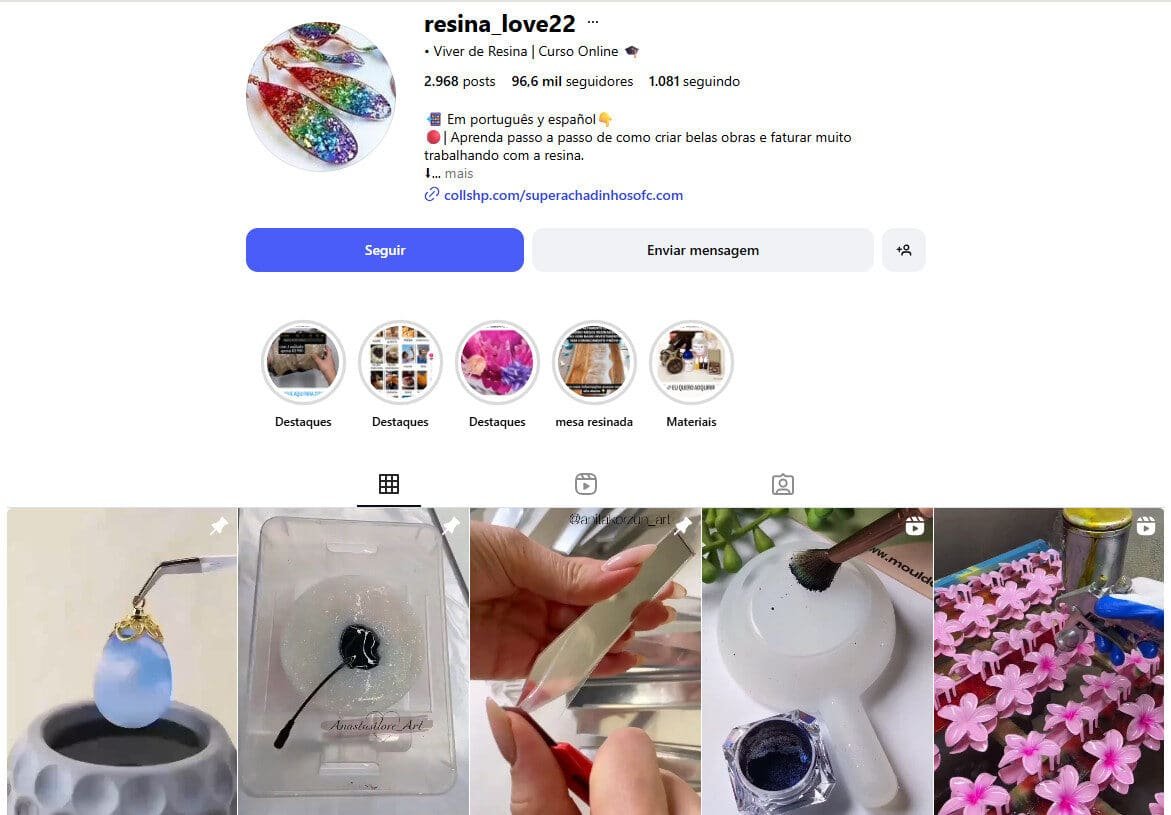 Instagram à Venda – Vídeos de resina 96 mil seguidores