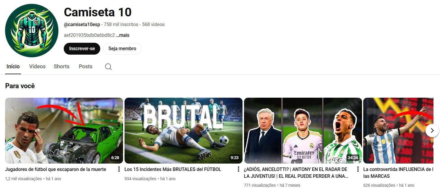 Canal Camiseta 10 (Futebol de Base e Transmissões Esportivas) youtube 758 mil inscritos