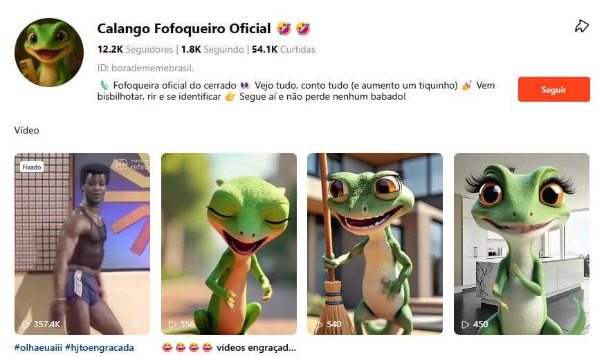 Perfil no Kwai à venda – Calango Fofoqueiro Oficial (Humor e Fofoca) | 12.2K seguidores