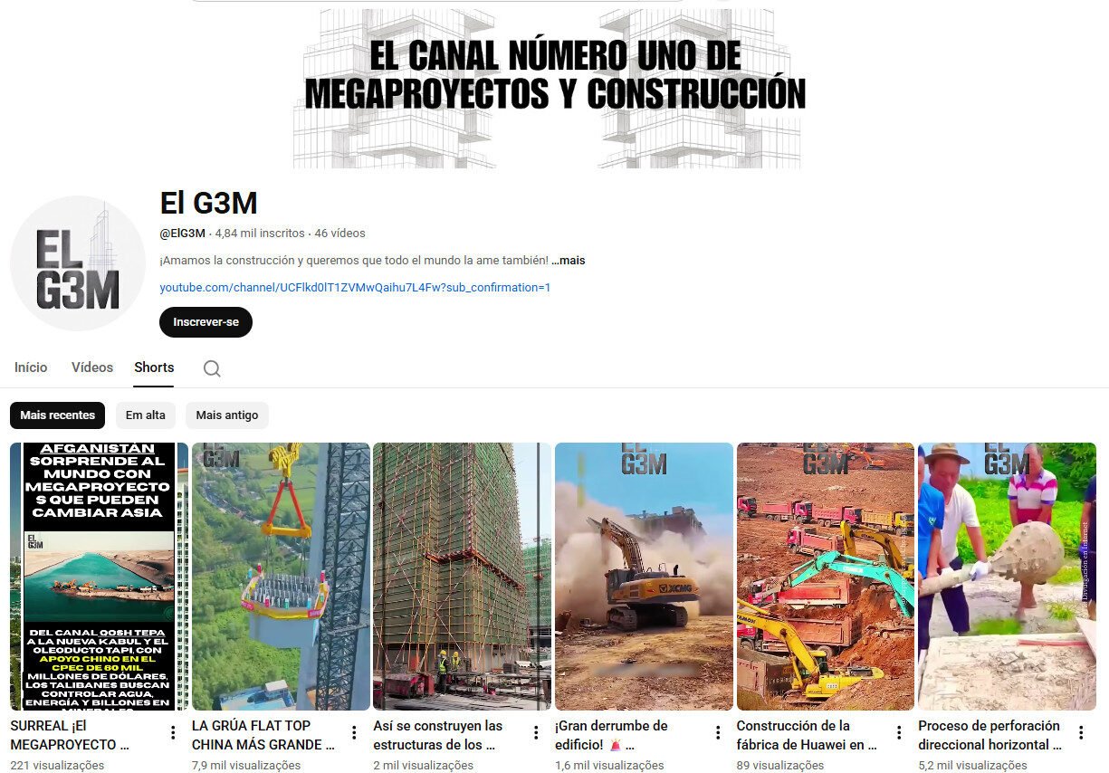 Canal no YouTube à venda – El G3M (Construção Civil e Engenharia)