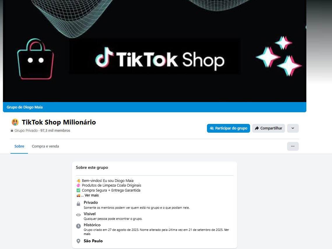 Grupo Fechado no Facebook – TikTok Shop Milionário