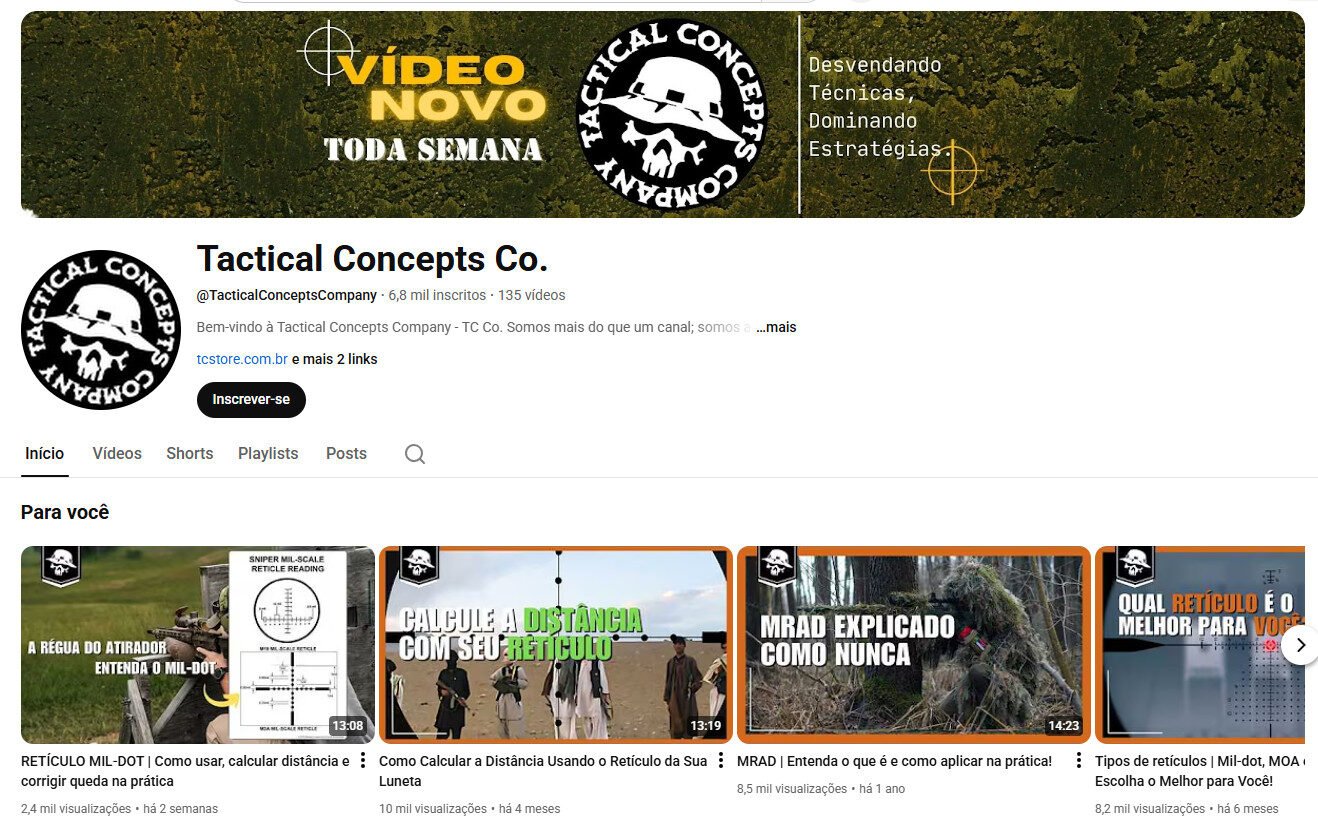 Canal no YouTube – universo tático 6 mil inscritos